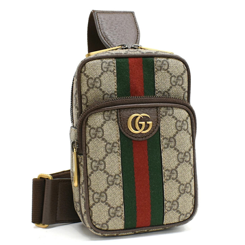 Gucci Ophidia GG Sling Bag Supreme Beige Cream Ebony Web Stripe